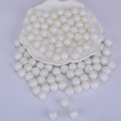 Round Silicone Focal Beads, Chewing Beads For Teethers, DIY Nursing Necklaces Making, White, 15mm, Hole: 2mm(SI-JX0046A-41)