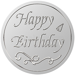 Custom Round Silver Foil Embossed Picture Stickers, Happy Birthday Self Adhesive Award Certificate Seals, Metallic Stamp Seal Stickers, Hat, 38mm, 4pcs/sheet(DIY-WH20008-003)