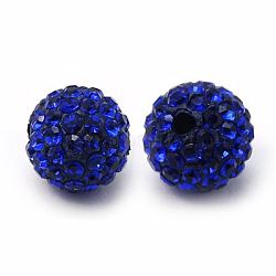 Polymer Clay Rhinestone Beads, Grade A, Round, PP15, Sapphire, 14mm, Hole: 1.5mm, PP15(2.1~2.2mm)(RB-C1438-14mm-A05)