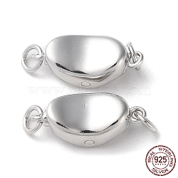 Rhodium Plated 925 Sterling Silver Box Clasps, Long-Lasting Plated, Anti-Tarnish, Ingot with 925 Stamp, Real Platinum Plated, 7x14x5.5mm(STER-D005-15P)