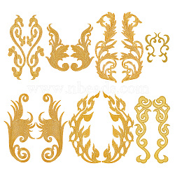 14Pcs 7 Style Auspicious Cloud Computerized Embroidery Cloth Iron on/Sew on Patches, Costume Accessories, Metallic Appliques, Gold, 111~227x45~113x0.9~1mm, 2pcs/style(DIY-GA0006-30)