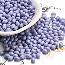 Baking Paint Glass Seed Beads, Oval, Slate Blue, 5x3.5mm, Hole: 0.8mm, about 5000pcs/pound(SEED-C004-04I)