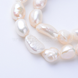 Natural Cultured Freshwater Pearl Beads Strands, Two Sides Polished, Antique White, 10~14x8~10x5~7mm, Hole: 0.5mm, about 33pcs/strand, 13.5 inch(X-PEAR-S010-05)