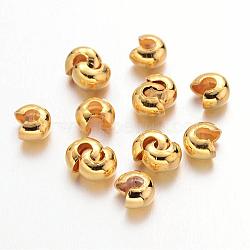 Iron Crimp Beads Covers, Cadmium Free & Nickel Free & Lead Free, Golden, 4mm In Diameter, Hole: 1.5~1.8mm(IFIN-H029-NFG-NF)