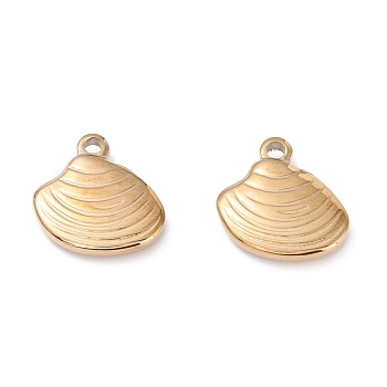 Ion Plating(IP) 316 Surgical Stainless Steel Charms, Shell, Real 24K Gold Plated, 14x13x3mm, Hole: 1.8mm