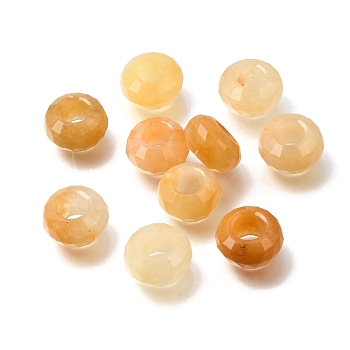 Natural Topaz Jade European Beads, Large Hole Beads, Faceted, Rondelle, 13x7.5mm, Hole: 6mm
