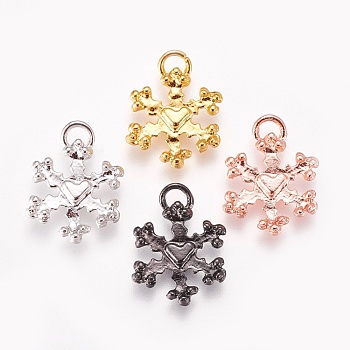Alloy Pendants, Christmas Series, Snowflake, Mixed Color, 16.5~17x12.5x2mm, Hole: 3mm