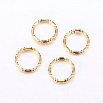 304 Stainless Steel Open Jump Rings, Golden, 8x0.9mm, Inner Diameter: 6.5mm