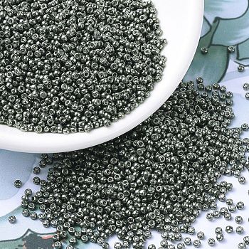 MIYUKI Round Rocailles Beads, Japanese Seed Beads, 11/0, (RR1087) Galvanized Green Steel, 11/0, 2x1.3mm, Hole: 0.8mm, about 50000pcs/pound