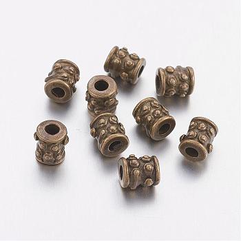Tibetan Style Spacer Beads, Lead Free & Cadmium Free & Nickel Free, Column, Antique Bronze Color, about 6mm in diameter, 6mm thick, hole: 2mm