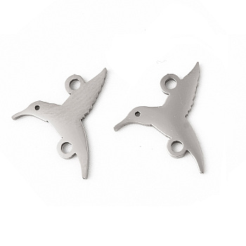 201 Stainless Steel Connector Charms, Hummingbird Links, Stainless Steel Color, 15.5x13.5x1mm, Hole: 1.4mm