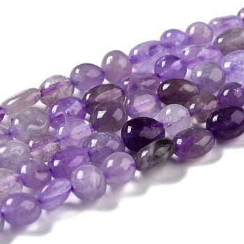 Natural Amethyst Beads Strands, Nuggets, Tumbled Stone, 8~11x7.5~9x4.5~7mm, Hole: 0.8mm, about 42pcs/strand, 15.94''(40.5cm)
