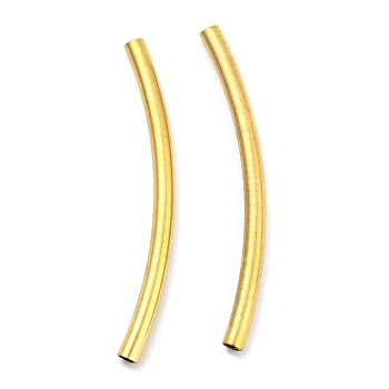 304 Stainless Steel Tube Beads, Curved Tube, Golden, 35x2.5mm, Hole: 1.8mm