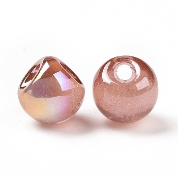 ABS Plastic Beads, Top Drilled Beads, AB Color Plated, Teardrop, Light Salmon, 16x16x16mm, Hole: 4mm