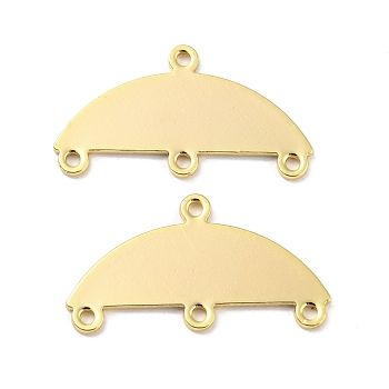 Brass Chandelier Component Links, Blank Stamping Tag, Semicircle, Real 18K Gold Plated, 11.5x21x0.8mm, Hole: 0.8mm