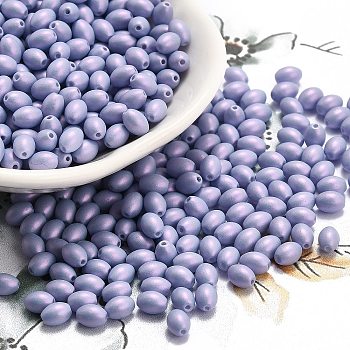 Baking Paint Glass Seed Beads, Oval, Slate Blue, 5x3.5mm, Hole: 0.8mm, about 5000pcs/pound
