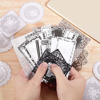 Black & White Lace DIY Scrapbooking Kits(STIC-WH0024-01)-3