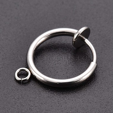 316 Surgical Stainless Steel Clip-on Hoop Earrings(X-STAS-S101-13mm-01P)-3