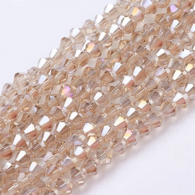 4mm Beige Bicone Electroplate Glass Beads