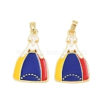 Brass Enamel Pendants, Queen Charms, Long-Lasting Plated, Rack Plating, Lead Free & Cadmium Free, Golden, Colorful, 26x16x2.5mm, Hole: 5x2.5mm(KK-F931-15G)
