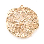 304 Stainless Steel Pendants, Lotus Leaf Vein Charms, Light Gold, 32x35x5mm, Hole: 1.6mm(SA-CBA7A79-07KCG)