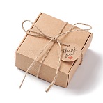 35Pcs Kraft Paper Folding Boxes, Square with 35Pcs Round Dot Thank You Gift Tags, Tan, Box: 8.5x8.5x3.5cm(CON-CJ0001-19)
