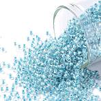 TOHO 11/0 Round Beads, Japanese Seed Beads, (792) Inside Color AB Crystal/Sky Blue Lined, 2.2mm, Hole: 0.8mm, about 5555pcs/50g(SEED-XTR11-0792)