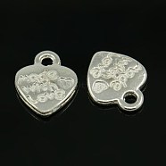 Tibetan Style Alloy Pendants, Cadmium Free & Lead Free, Valentine's Day, Heart with Made with Love, Silver Color Plated, 12.2x10x1.8mm, Hole: 2mm(X-K096N021)