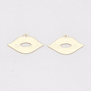 Brass Charms, Etched Metal Embellishments, Long-Lasting Plated, Lip, Light Gold, 10x16x0.3mm, Hole: 1.2mm(X-KKC-S001-034KC)