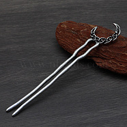 Moon Alloy Hair Forks, Viking Hair Accessories for Women, Antique Silver, 145mm(PW-WG80575-01)