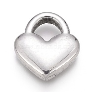304 Stainless Steel Pendants, Heart Lock, Stainless Steel Color, 16.5x14x3.5mm, Hole: 6x6mm(STAS-H117-25P)