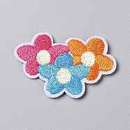 Computerized Embroidery Cloth Iron on/Sew on Patches, Costume Accessories, Appliques, Flower, Colorful, 33x50x1.8mm(DIY-P006-12)