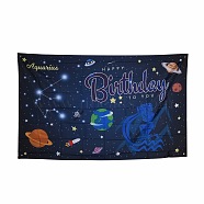 Constellation/Zodiac Sign Polyester Hanging Wall Tapestry, for Home Birthday Decoration, Blue, Aquarius, 180x114x0.21cm, Hole: 9.8mm(AJEW-H108-C10)