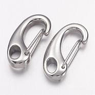 Smooth 304 Stainless Steel Keychain Clasp Findings, Snap Clasps, Half Heart, Stainless Steel Color, 26x12.5x6mm, Hole: 6x4mm(STAS-E055-08)