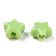 Opaque Acrylic Beads, Star, Light Green, 9x9.5x5.5mm, Hole: 2.5mm, about 2050pcs/500g(MACR-T047-01-21)
