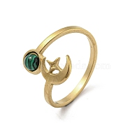 304 Stainless Steel with Synthetic Turquoise Ring, Inner Diameter:  18mm(RJEW-Z031-01D-03)