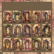 30Pcs 15 Styles Vintage Floral Scrapbook Paper Pads, Flower Plant Paper Sheets for DIY Album Scrapbook, Greeting Card, Background Paper, Hot Pink, 140x100x0.1mm, 2pcs/style(DIY-P083-A03)