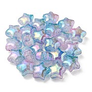 UV Plating Transparent Crackle Acrylic Beads, Gradient Color, Star, Medium Purple, 20x21.5x13mm, Hole: 3mm(OACR-P010-09C)
