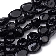 Natural Black Tourmaline Beads Strands, Nuggets, Tumbled Stone, 8~10x8~9x5.5~6mm, Hole: 0.5mm, about 43pcs/strand, 15.55 inch(39.5cm)(G-L493-51)