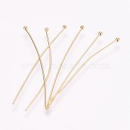 304 Stainless Steel Ball Head Pins, Real 18K Gold Plated, 50x0.5mm(STAS-I312-A06-G02)