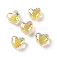 Transparent Acrylic Beads, Bead in Bead, AB Color Plated, Heart, Champagne Yellow, 19x21.5x14mm, Hole: 3.5mm(TACR-G044-01G)