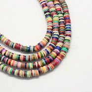 Handmade Polymer Clay Beads, Disc/Flat Round, Heishi Beads, Mixed Color, 5x1mm, Hole: 2mm, about 380~400pcs/strand, 17.7 inch(X-CLAY-R067-5.0mm-M2)