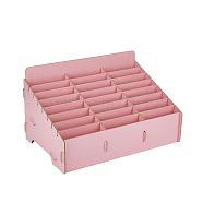 24-Grid Wooden Cell Phone Storage Box, Mobile Phone Holder, Desktop Organizer Storage Box for Classroom Office, Trapezoid, Pink, 320x200x180mm(AJEW-WH0348-179)