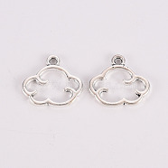 Tibetan Style Alloy Charms, Lead Free & Cadmium Free, Cloud, Antique Silver, 12.5x14x1mm, Hole: 1.5mm(X-TIBE-N010-63AS-RS)