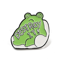 Cartoon Frog Alloy Enamel Brooch, Destroy it Animal Enamel Pins for Backpack Clothes, Lime Green, 27x29x1.8mm(JEWB-S020-04E)