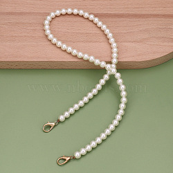 Plastic Imitation Pearl Beaded Bag Straps, with Lobster Claw Clasps, for Purse Handle Replacement, Snow, 60cm(PW-WG15085-02)