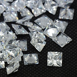 Cubic Zirconia Cabochons, Grade A, Faceted, Square, Clear, 3x3x2mm(ZIRC-M004-3x3mm-007)