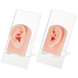 1 Set Silicone Ear Flexible Model Body Part Displays , Jewelry Display Teaching Tools, with 2Pcs Acrylic Note Board Displays, Mixed Color, 7.5~8x5x3.5~15cm, about 4pcs/bag(AJEW-OC0003-77)