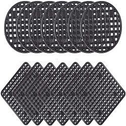 Plastic Flower Pot Hole Mesh Pads, Bottom Grid Mat, for Outdoor Potted, Square & Flat Round, Black, Square: 55.5x55.5x1.5mm, 30pcs/set, Flat Round: 45x1.5mm, 150pcs/set(AJEW-GA0001-06)