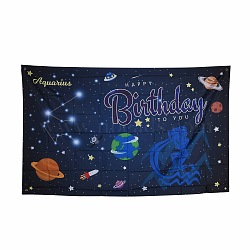 Constellation/Zodiac Sign Polyester Hanging Wall Tapestry, for Home Birthday Decoration, Blue, Aquarius, 180x114x0.21cm, Hole: 9.8mm(AJEW-H108-C10)